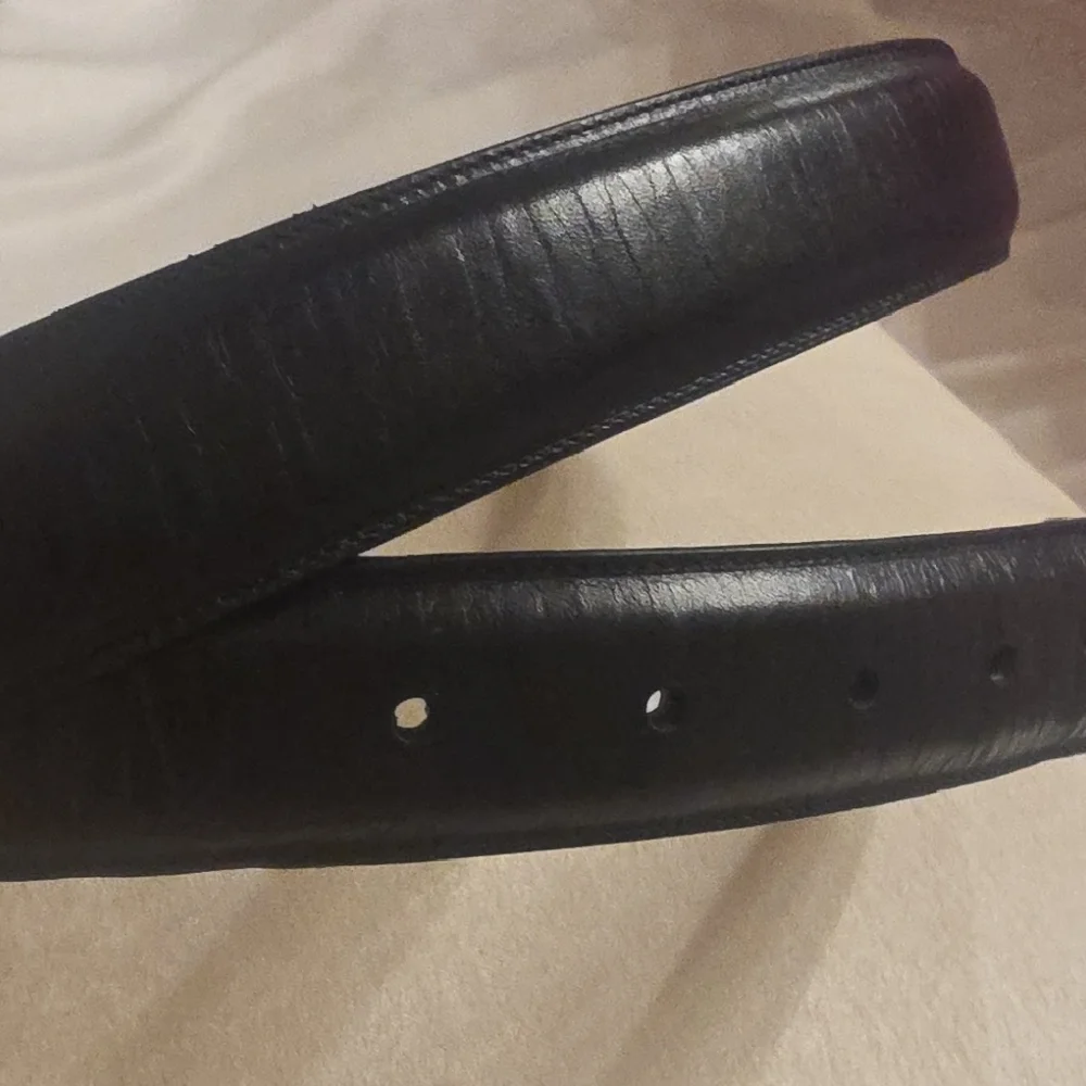 Preston & York Full Grain Cowhide Leather Classic Black Belt with Gold Buckle